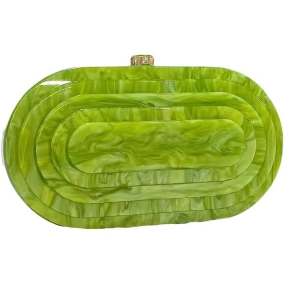 C Green Acrylic Shell Evening Clutch  Glitter Marble Crossbody Bag for Women - Picture 1 of 6